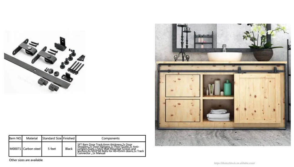 Wood Sliding Industrial Classic Strap Barn Door Hardware Kit