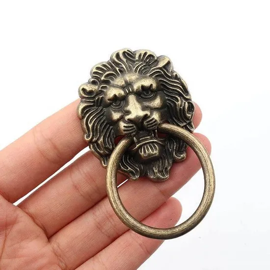 Antique Color Lion Head Design Shape Drawer Ring Knob Pull Handle