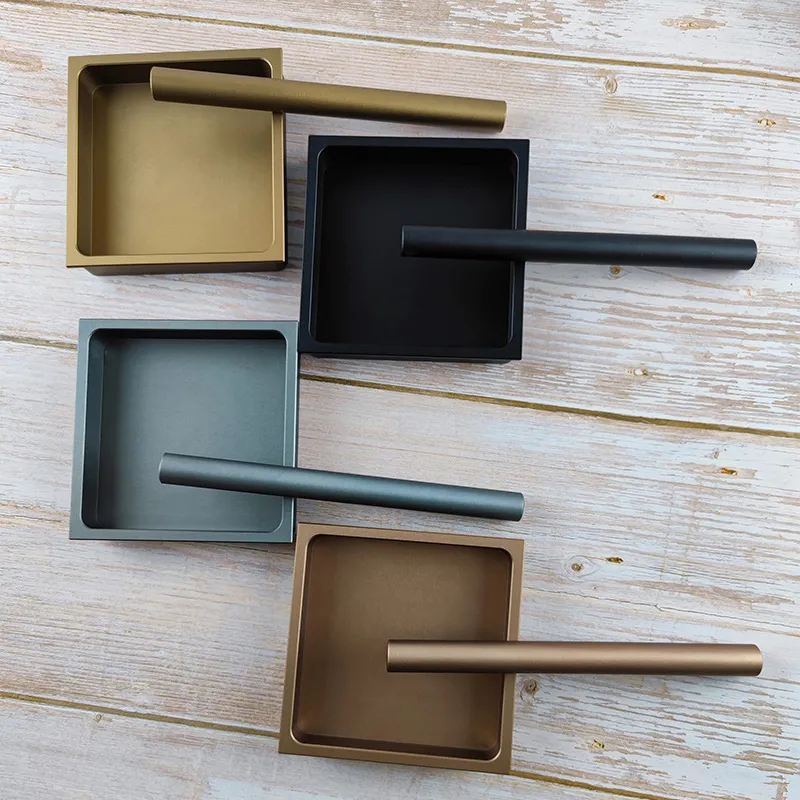 Aluminium Recessed Cabinet Square Handles Concealed Sliding Barn Door Wardrobe Pull Handle