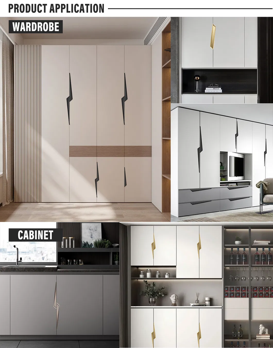 Aluminium Recessed Concealed Cabinet Edge Finger Pull Handles Embedded Wardrobe Handle