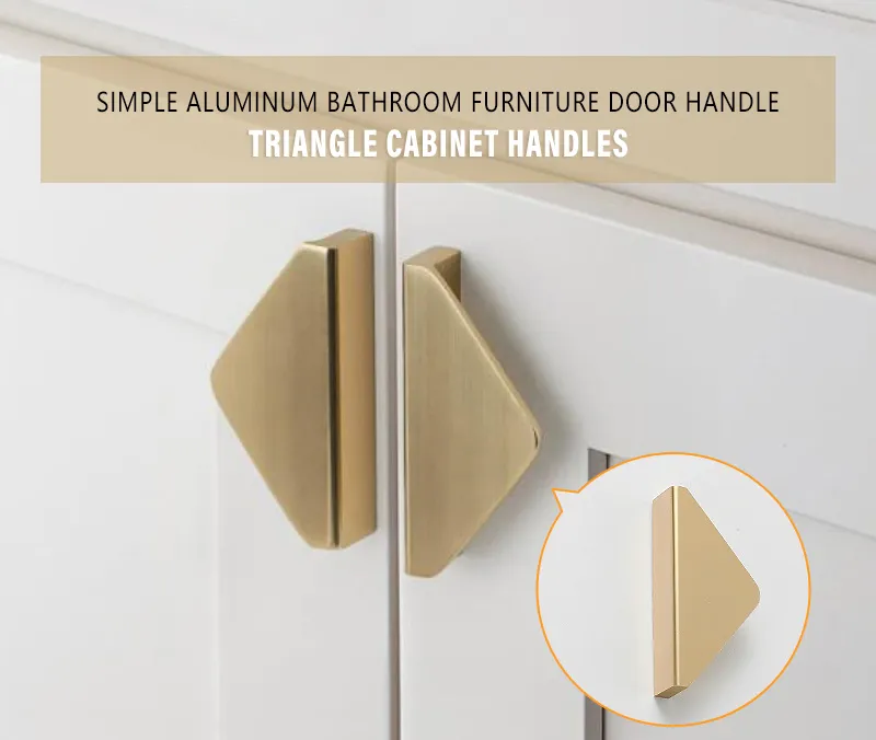 Simple Aluminum Bright Gold Triangle Kitchen Cabinet Pull Handles Cabinet Door Handle