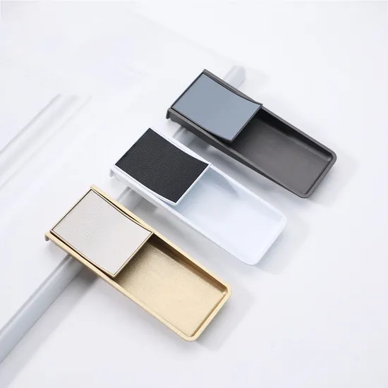 Concealed Cabinet Drawer Handle Zinc Invisible Leather Closet Door Pulls