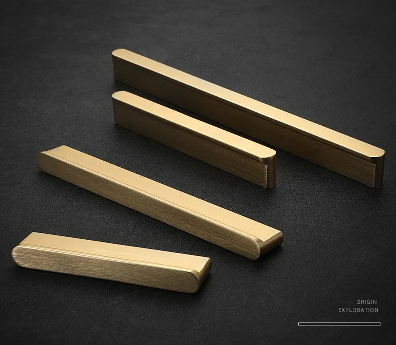 Furniture Hardware Solid Aluminum Pull Handle Black Gold Modern Drawer Cabinet Handles