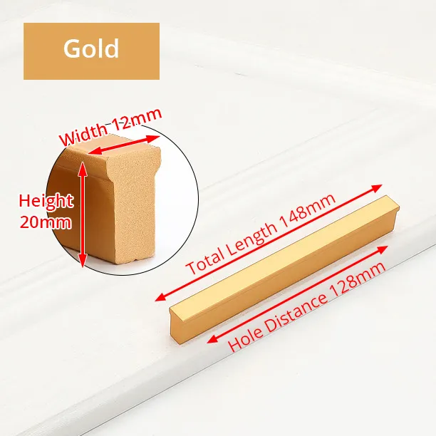 Aluminium Kitchen Handle Knob Furniture Cabinet Drawer Long Knobs Luxury Gold Handle