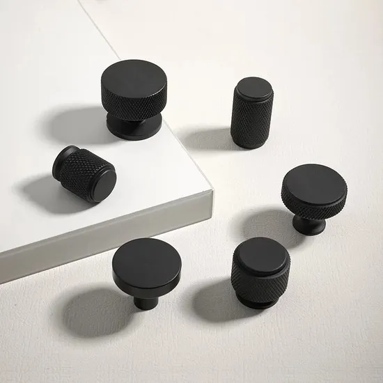 Round Single Hole Knurl Handle Cabinet Drawer Aluminum Furniture Small Knurl Knobs