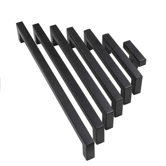 Stainless Steel Cabinet Drawer Door Handle Black Square Tube Furniture Pull Handles