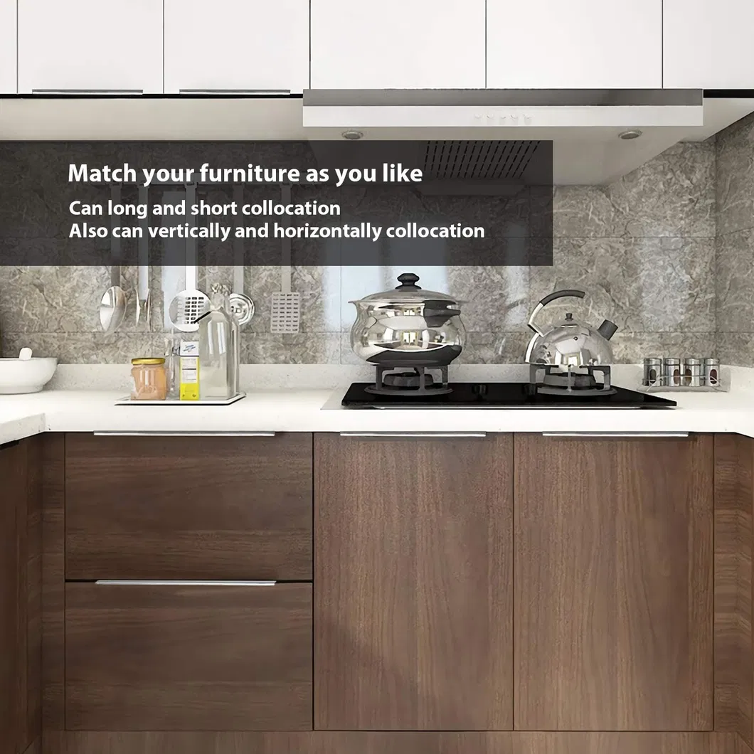 Kitchen Black Handle for Drawer Cabinet Modern Aluminum Furniture Edge Finger Pull