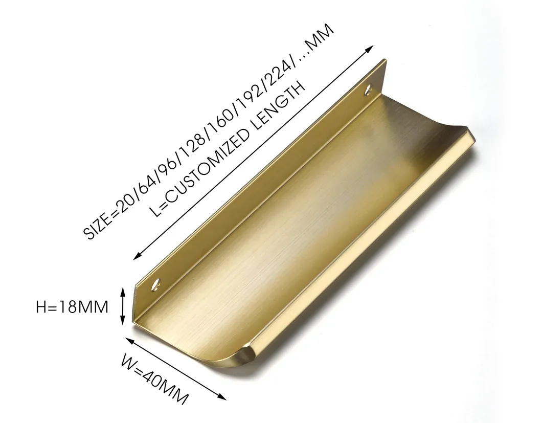 Aluminum Furniture Hardware Drawer Handles Hidden Finger Edge Pull for Kitchen Cabinet