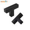 Stainless Steel Cabinet Door Handle Black Square Tube Furniture Drawer Pull Knob
