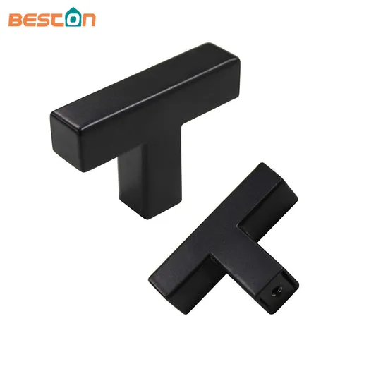 Stainless Steel Cabinet Door Handle Black Square Tube Furniture Drawer Pull Knob