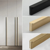 Furniture Hardware Solid Aluminum Pull Handle Black Gold Modern Drawer Cabinet Handles