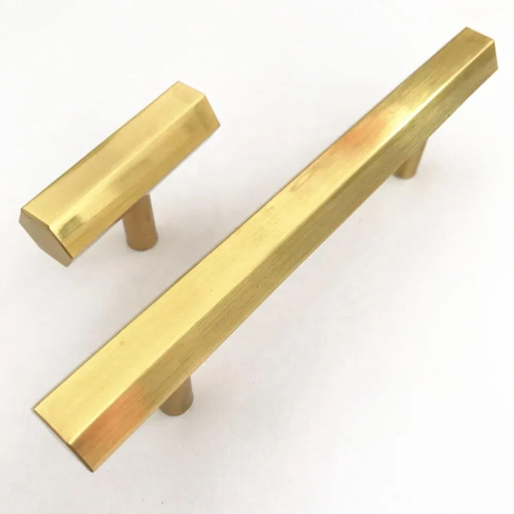 T Bar Brass Gold Furniture Handle Solid Aluminium Ss Cabinet Heaxgon Knob