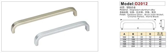 Aluminum Alloy Profile Furniture Kitchen Cabinet Drawer U Shape Curved Pull Handle