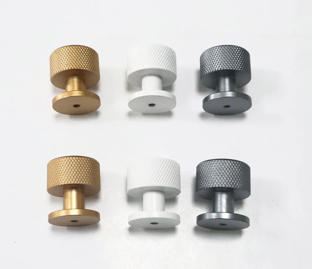 Furniture Cabinet Knobs Black Gold White Knurled Texture Drawer Pull Knob