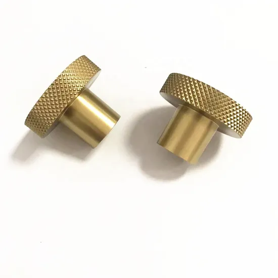 Brass Gold Knurled Cabinet Drawer Round Knobs