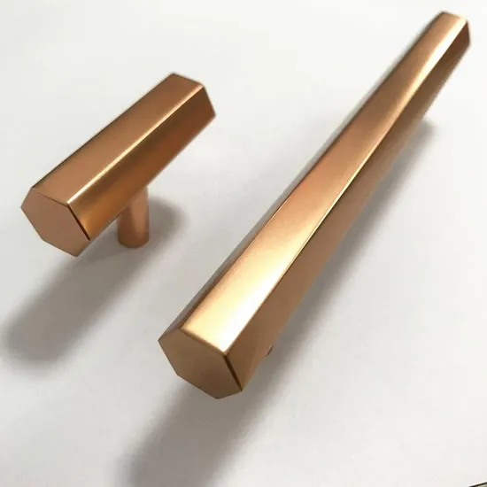 Kitchen Door Drawer Rose Gold Shiny Hexagon T Bar Cabinet Drawer Handle