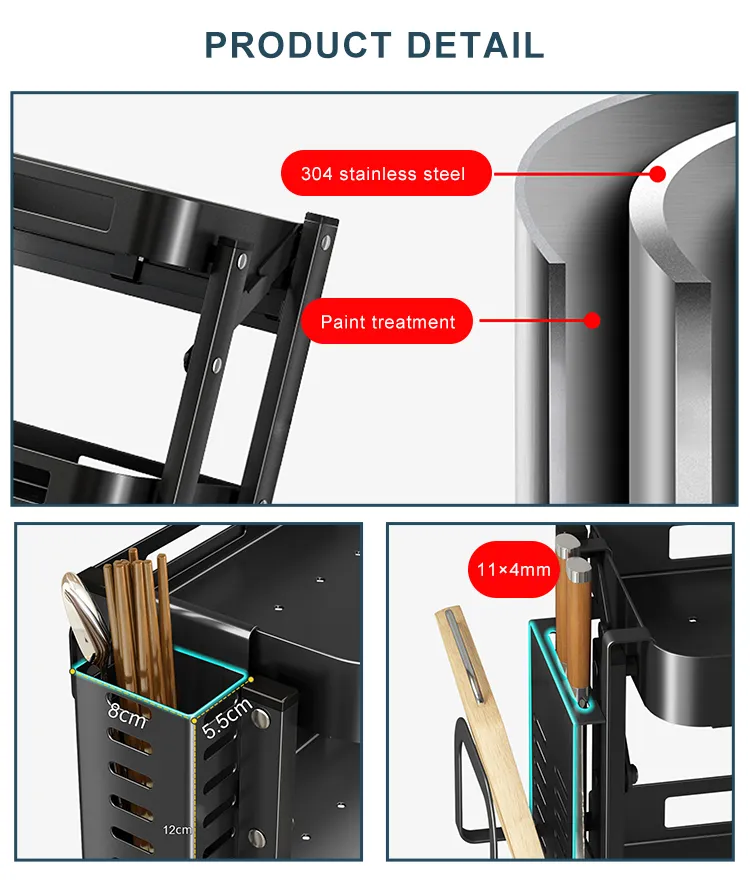 Metal Folding Wall-Mounted Spice Storage Rack Black