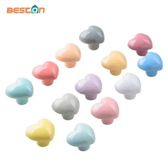 Kids Heart-Shaped Cartoon Cabinet Knob Ceramic Furniture Drawer Puller Handles
