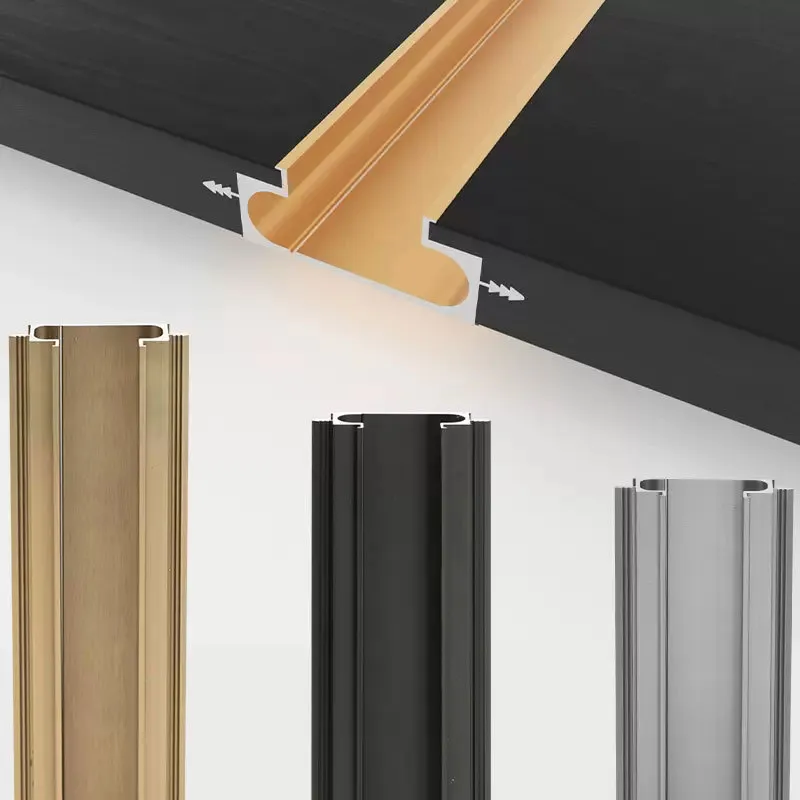 Aluminum Furniture 3 Meters Long Cabinet Handle Profile Slotted Embedded Invisible Handle