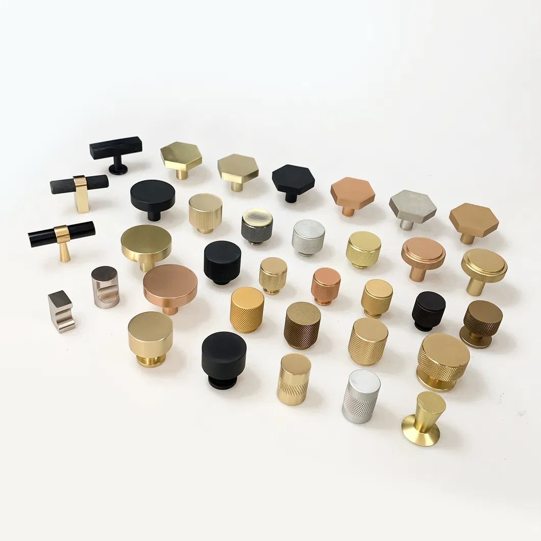 Furniture Accessories Aluminum Cabinet Knurled Handles Gold Black 50mm Drawer Pull Knobs