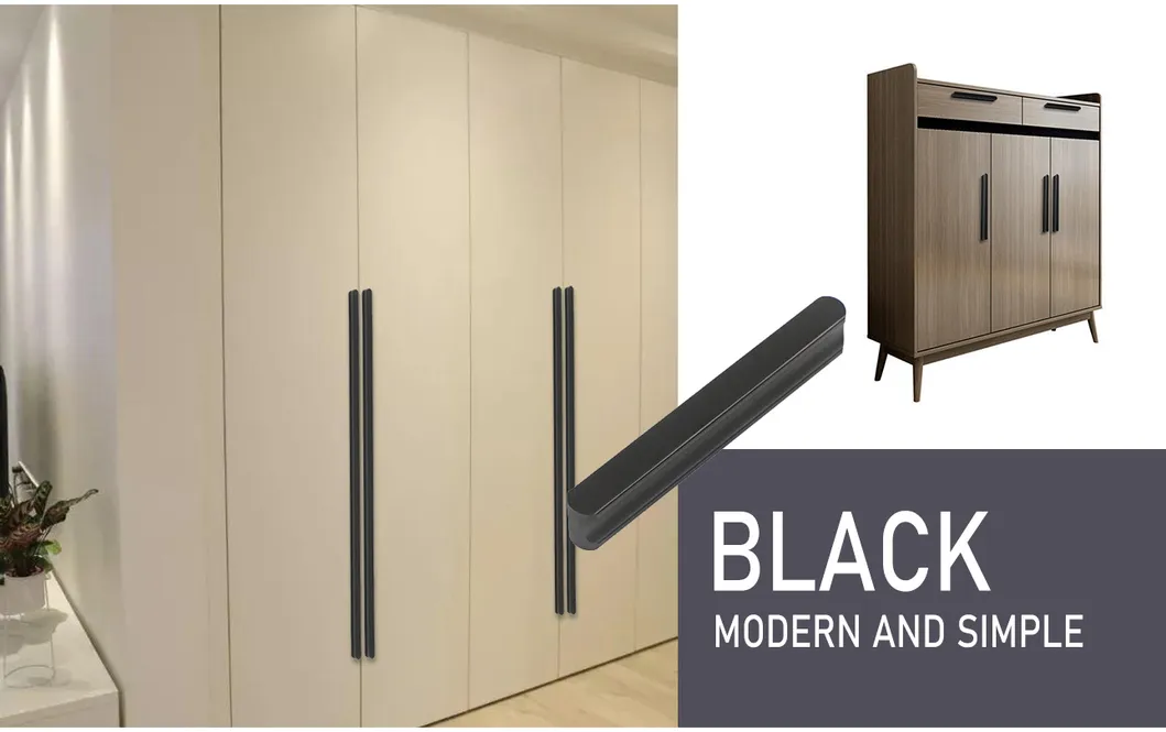 Kitchen Cabinet L Shaped Pull Handle Modern Aluminum Gold Furniture Drawer Handles