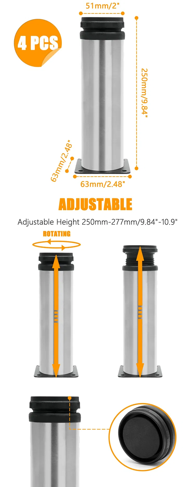 Furniture Hardware Cabinet Chrome Plated Metal Sofa Leg