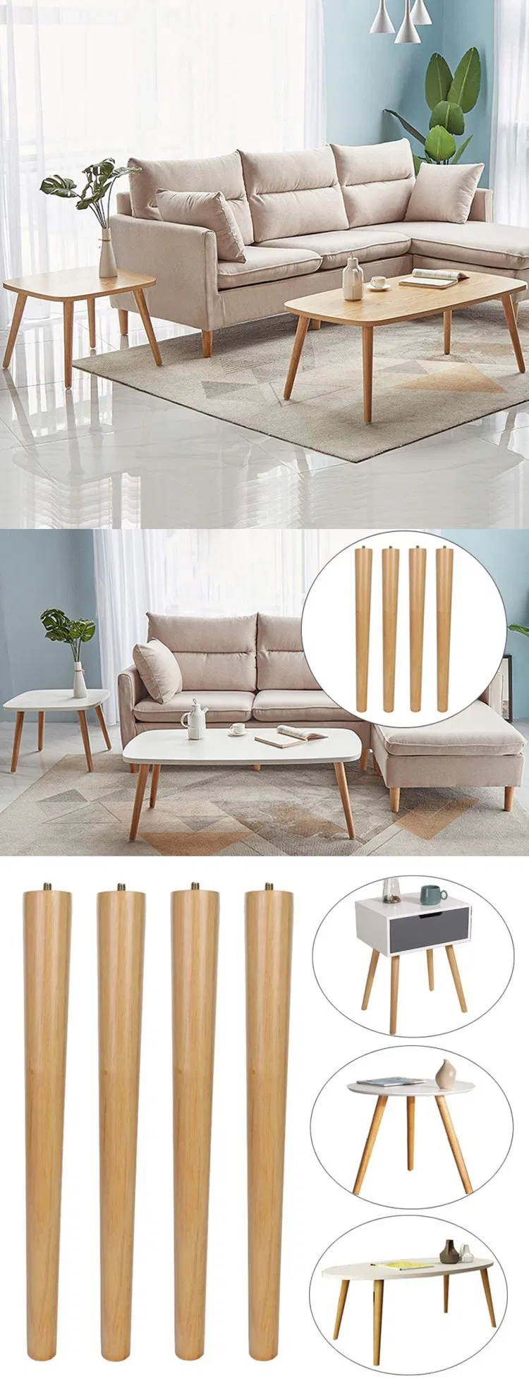 Fashion Design Furniture Accessories Wooden Legs for Sofa &amp; Bed