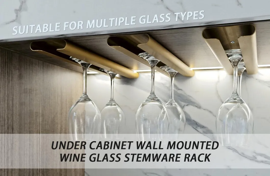 Wall Mounted Wine Glass Rack Aluminum Under Cabinet Wine Glasses Holder