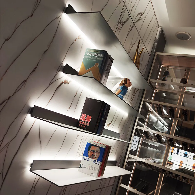 Aluminum Display Shelf Lighting LED Wall Mounting Shelves with LED Linear Light