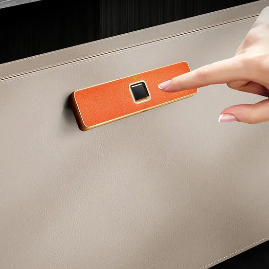 Smart Biometric Leather Hidden File Cabinet Lock Electronic USB Rechargeable Drawer Locks