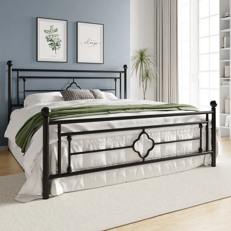 with Headboard Steel Iron Metal Bed Single Queen Size Metal Bed Frame