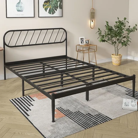 Simplicity Metal Double Bed Frame Pink with Bedroom Furniture