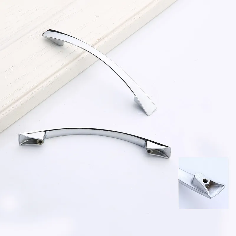 Furniture Hardware Zinc Alloy Arch Curved Brush Nickel Kitchen Cabinet Pull Handle