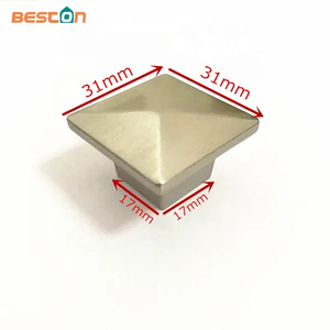 Furniture Hardware Bathroom Zinc Alloy Brushed Nickel Cupboard Square Cabinet Drawer Knobs