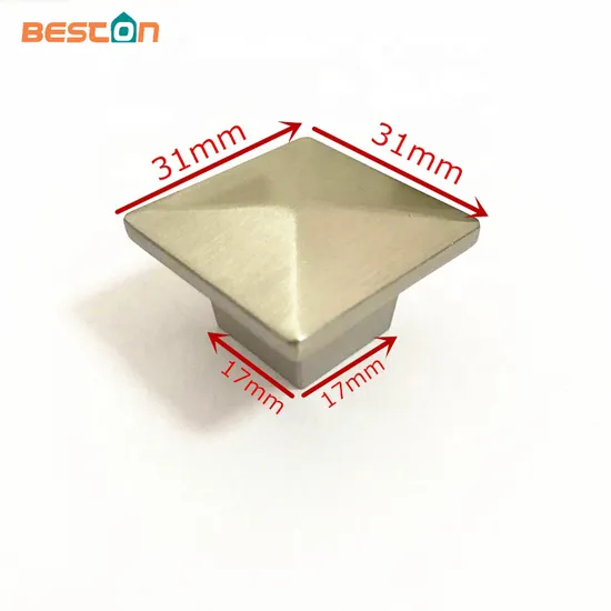 Furniture Hardware Bathroom Zinc Alloy Brushed Nickel Cupboard Square Cabinet Drawer Knobs