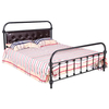 Diamond Leather Headboard Sturdy Iron Platform Bed Frame