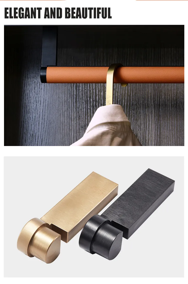 Wardrobe Accessories Leather Clothes Hanging Bar Space Saving Oval Closet Rod