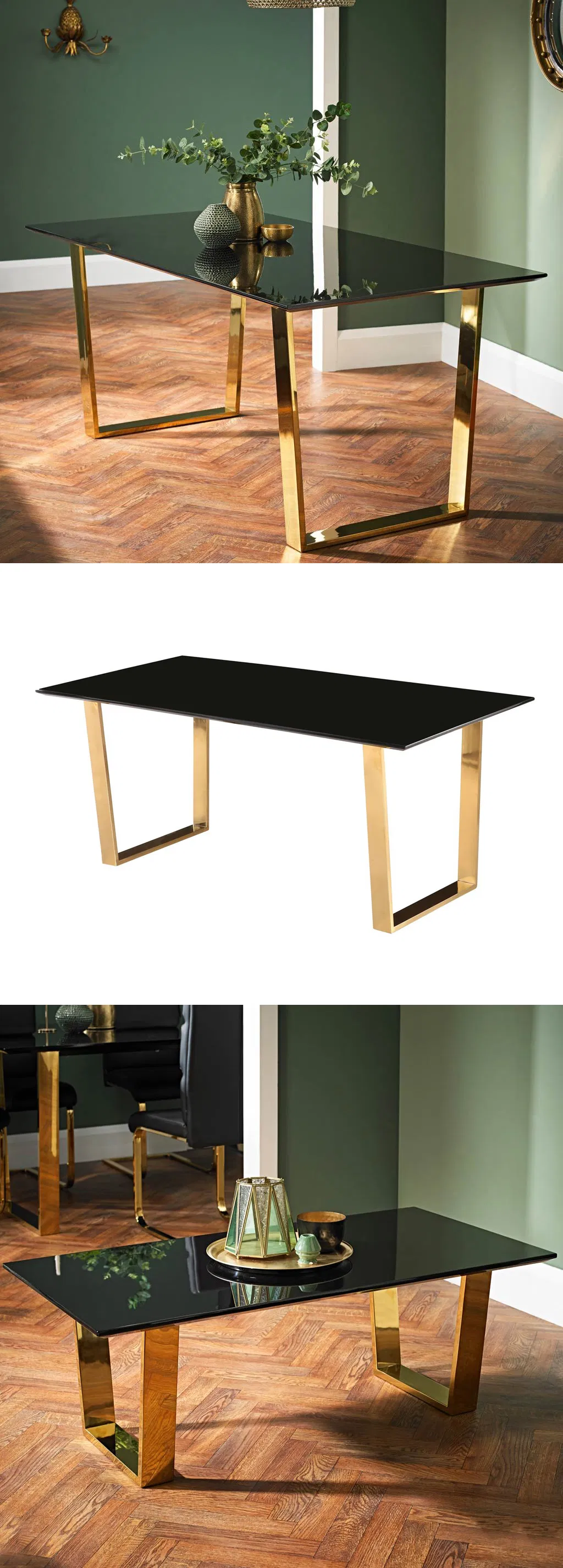 Furniture Frame Square Office Desk Coffee Dining Gold Stainless Steel Table Legs
