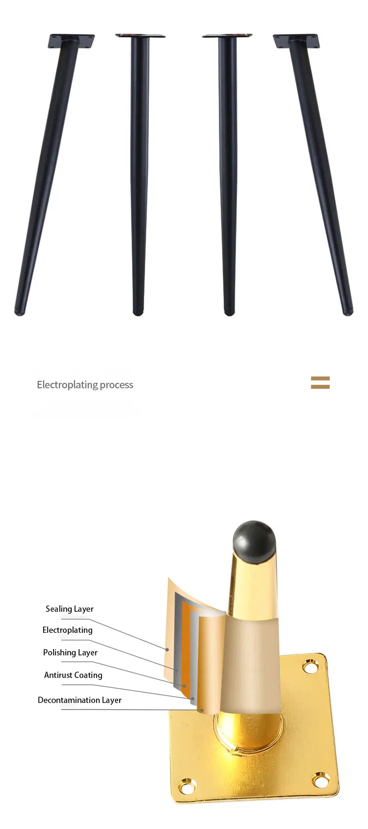 Tapered Chair Gold Iron Brass Steel Furniture Metal Coffee Dining Table Legs