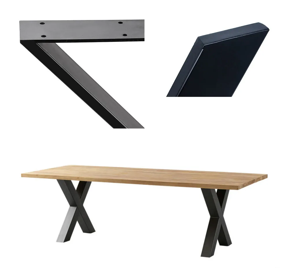 Heavy Duty Furniture Restaurant Dinning Desk Feet Metal Shape X Table Legs