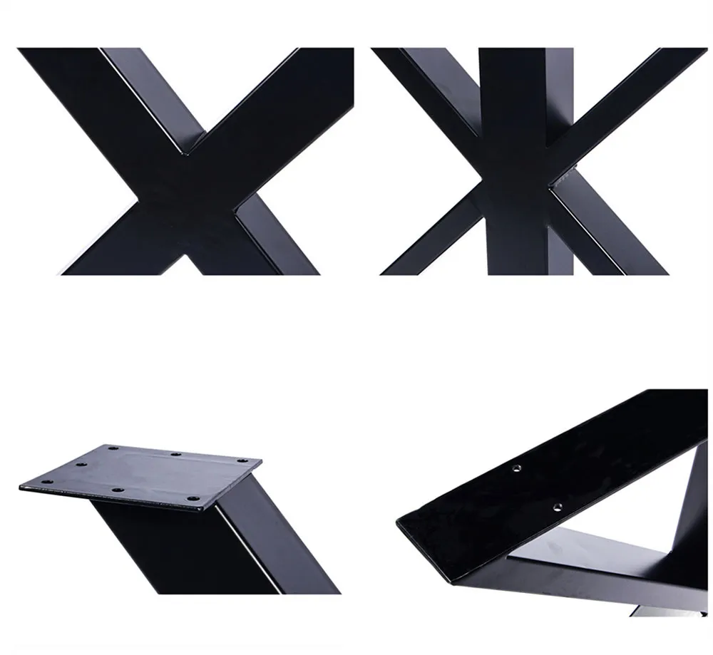 Heavy Duty Furniture Restaurant Dinning Desk Feet Metal Shape X Table Legs