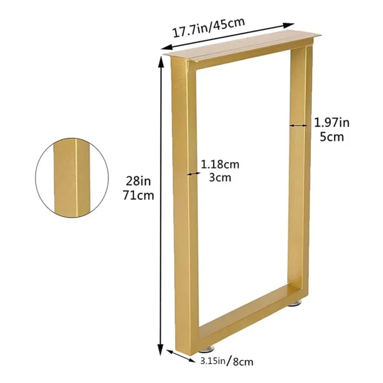 Square Tube Iron Heavy Duty Coffee Dining Office Desk Brass Table Legs