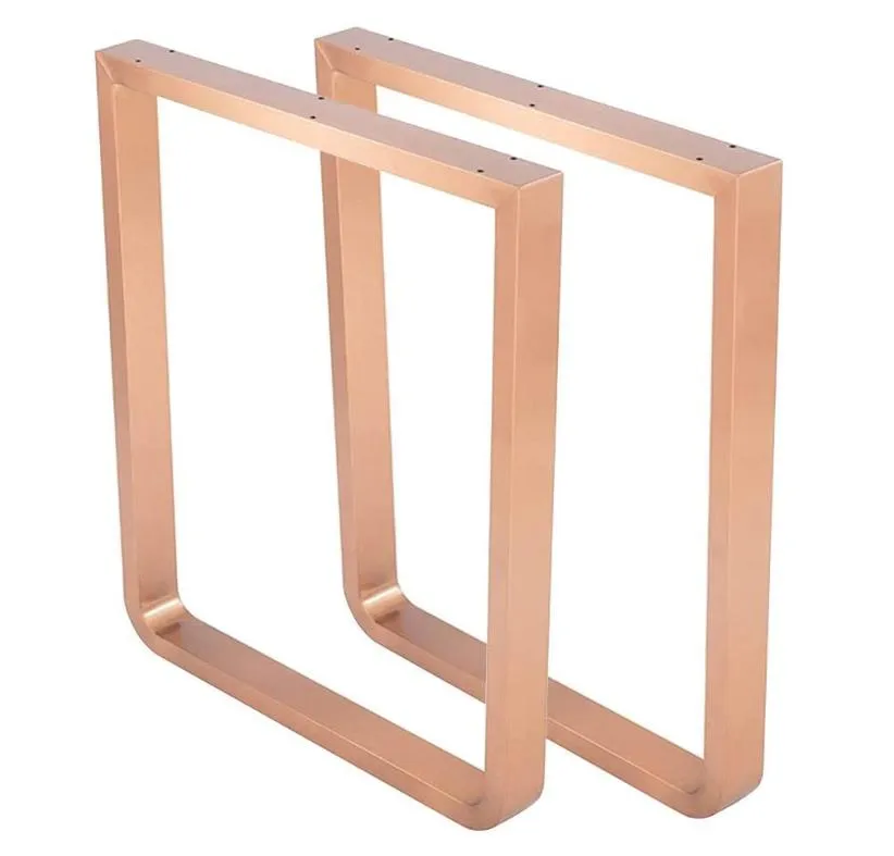 Heavy Duty Solid Steel Metal Rose Gold U Shaped Dining Table Leg