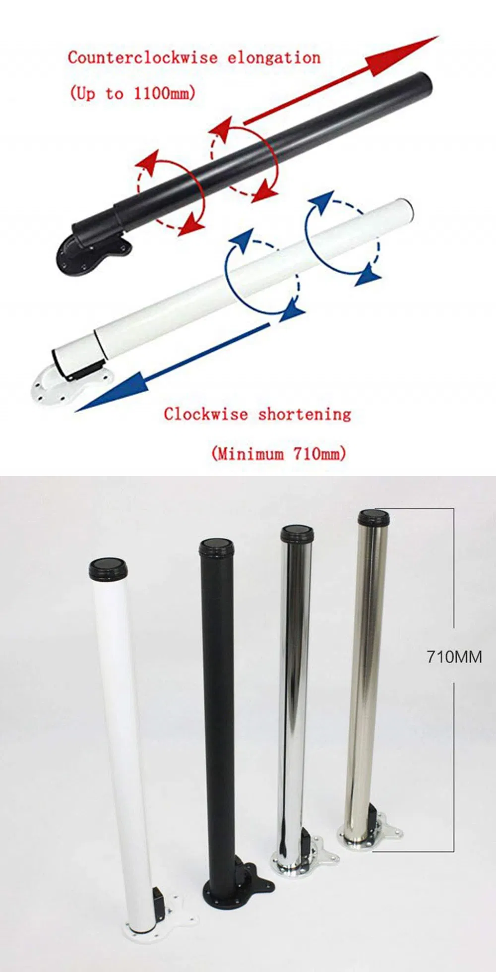Telescopic Folding Adjustable Metal Table Legs