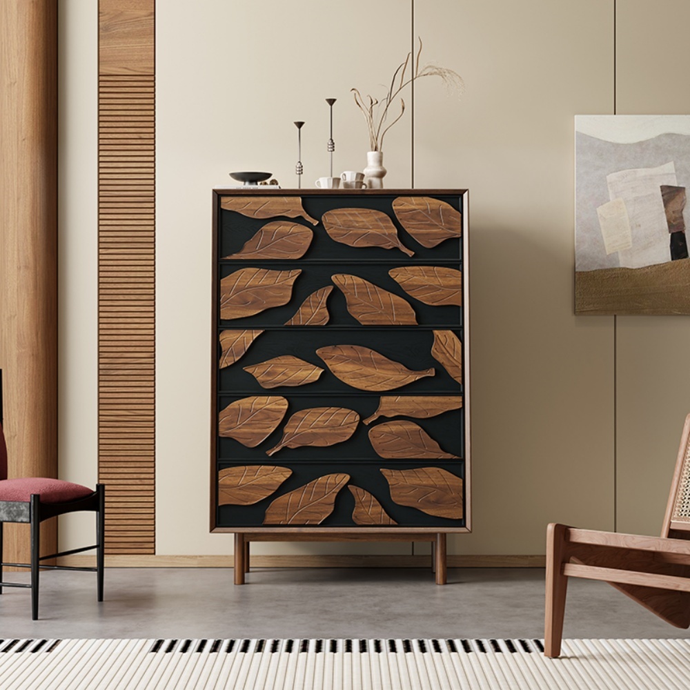 Antique Solid Wood Side Storage Cabinet - Simple Vintage Design for Entryway & Bedroom