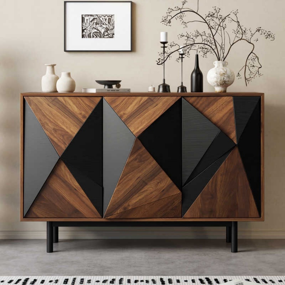 Antique Classic Sideboard - Handcrafted from Reclaimed Oak with Ornate Carvings & 3 Drawer Storage