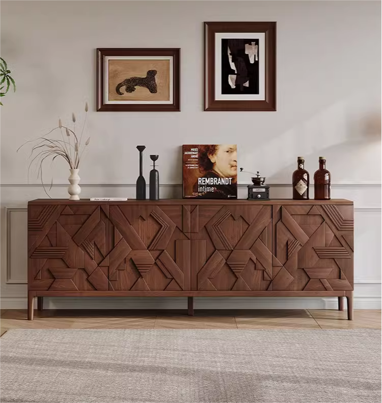 New Modern High Quality Home Furniture Large Capacity Living Room Cabinets Walnut Solid Wood Storage Sideboards Luxury@详情1