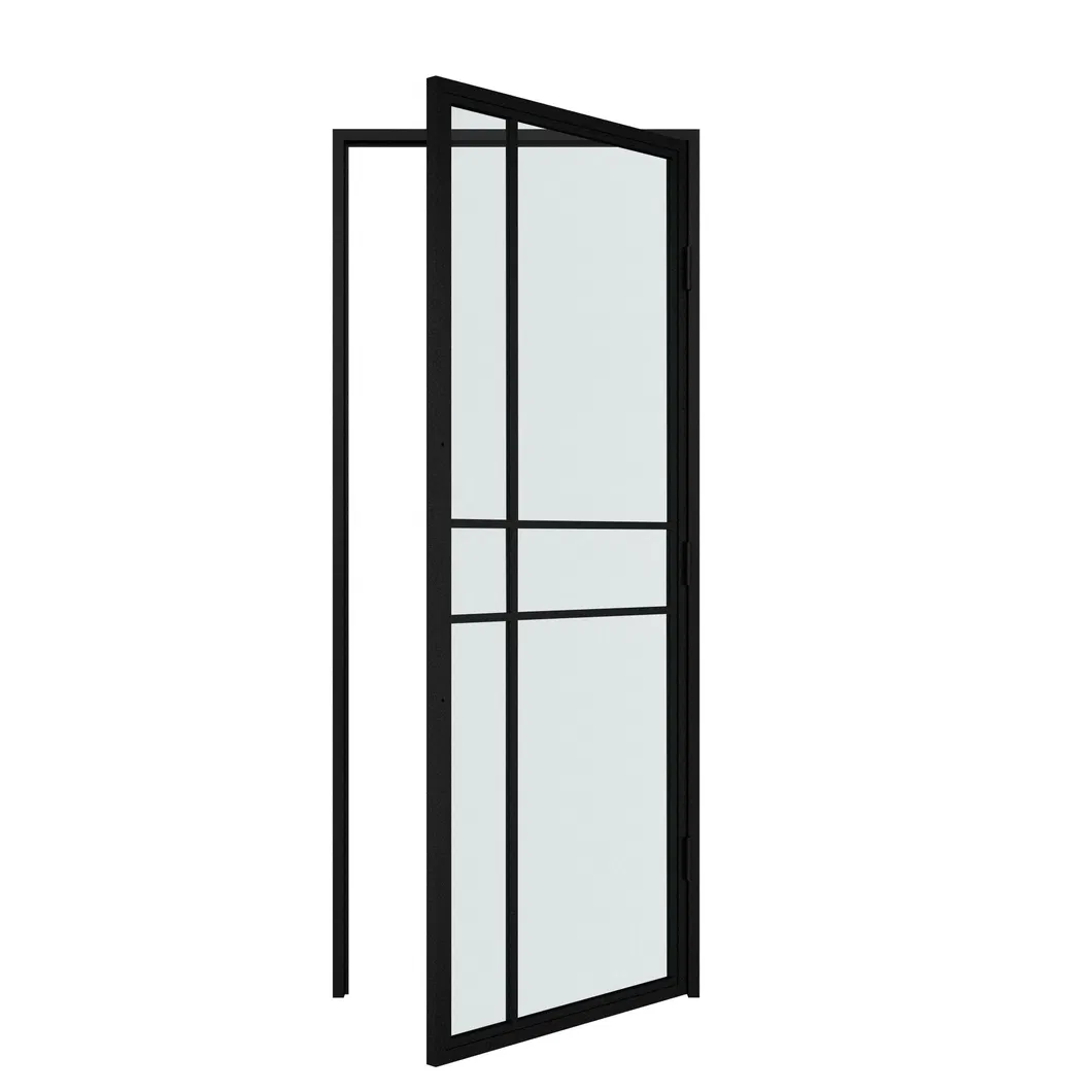New Design Swing Glass Door with Steel Frame and Hinges