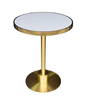 Stainless Steel Titanium Gold Edged Jazz White Round Artificial Stone Table Base