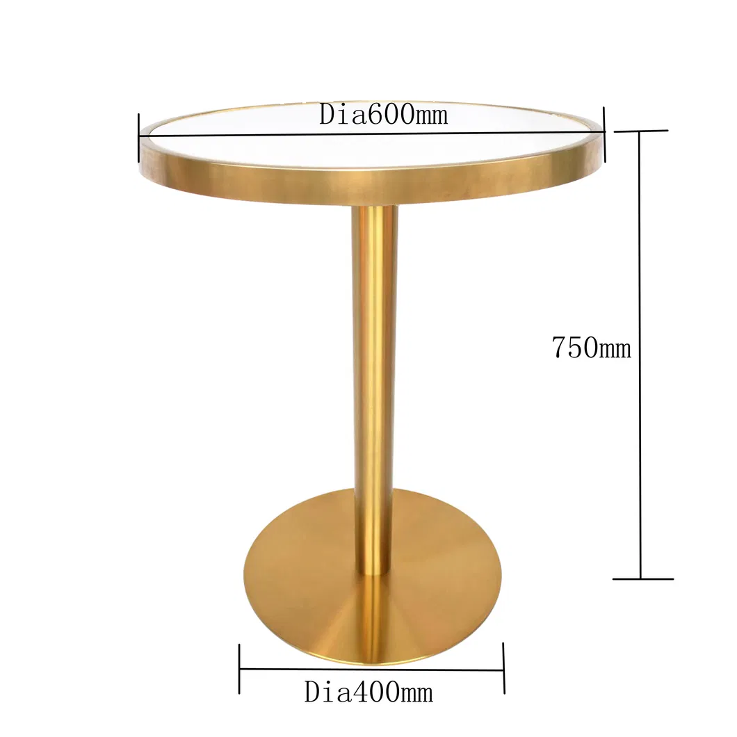 Furniture Italy Design Dining Table with Stainless Steel Gold Metal Table Base